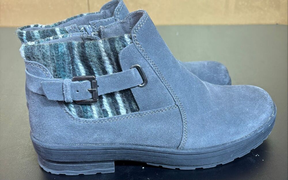 Earth Origins Tate Ankle Boots Booties Shoes Womens Size 10 Gray Distressed Sued